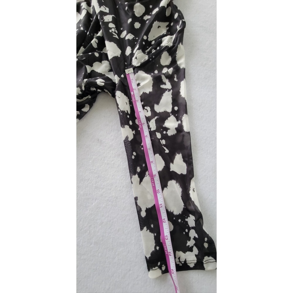 Womens Top-CABLE & GAUGE-black/white pattern stretch knit 3/4 Size L - Picture 4 of 13